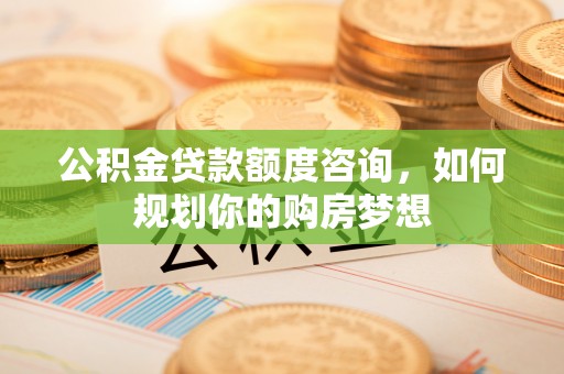 九龙坡公积金贷款额度咨询，如何规划你的购房梦想