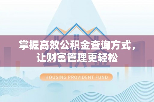 九龙坡掌握高效公积金查询方式，让财富管理更轻松