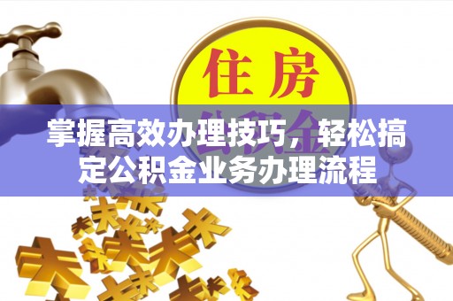 九龙坡掌握高效办理技巧，轻松搞定公积金业务办理流程